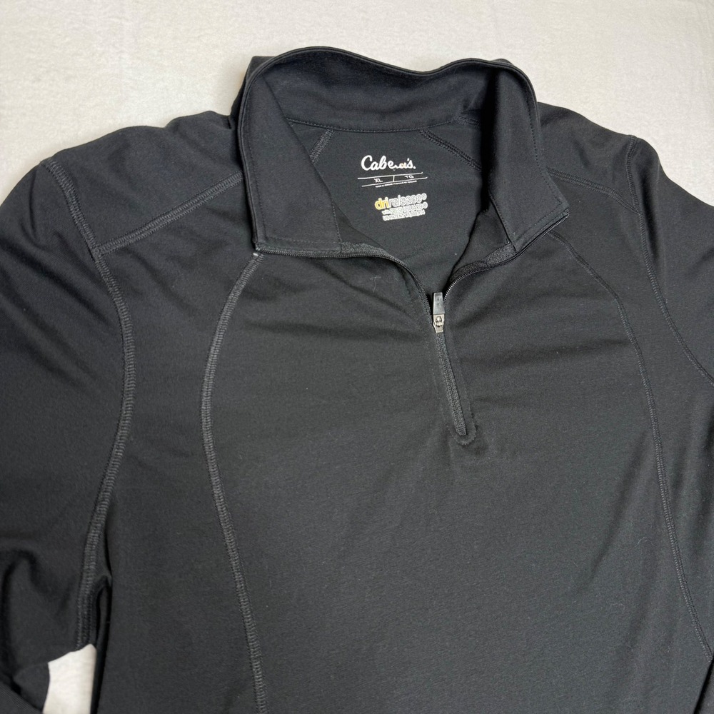Cabelas Womens Black DriRelease Quarter Zip Long Sleeve Shirt Top XL